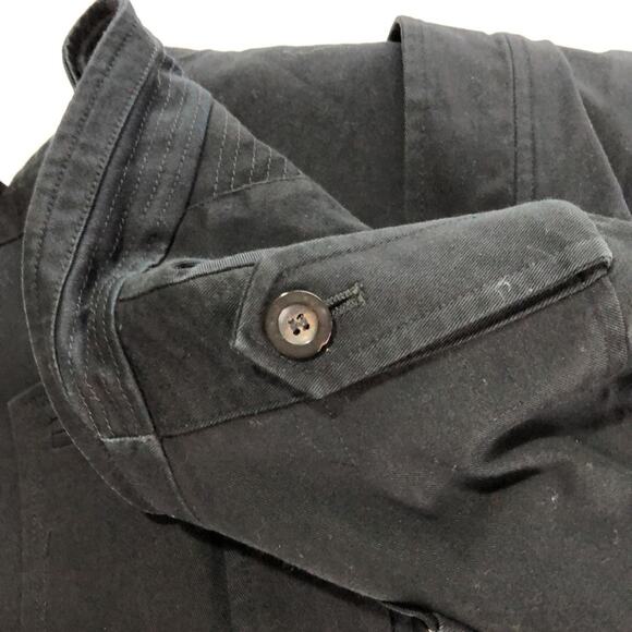 Reiss black cotton canvas military chore field coat jacket mens S button detail - Picture 13 of 14